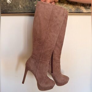 Chic Jessica Simpson High-Heeled Suede Boots - Taupe
